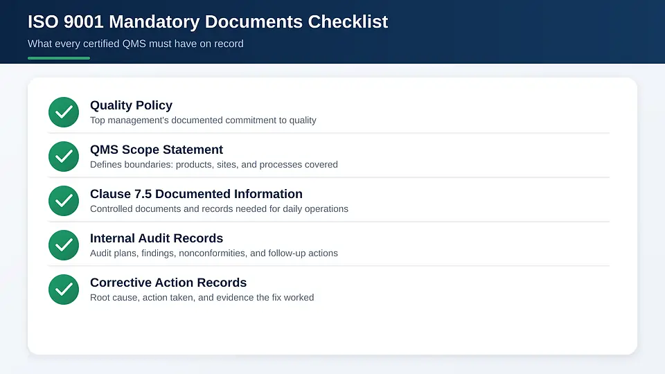 iso-9001-mandatory-documents-checklist